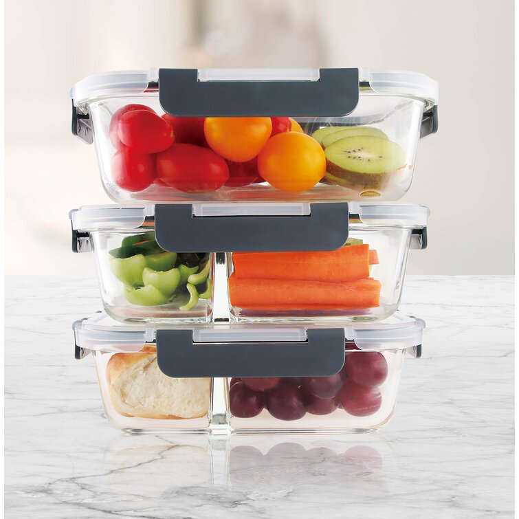 Prime Cook RECTANGULAR GLASS FOOD CONTAINER WITH LID 3 Piece SET - clear -  On Sale - Bed Bath & Beyond - 32274973