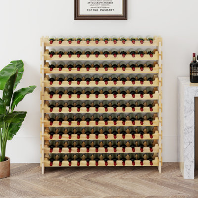 Solid Wood Wine Bottle Rack in Yellow