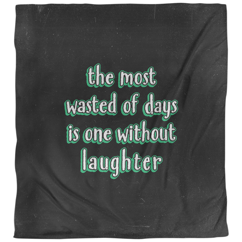 Housse de couette simple avec citation inspiration de rire, Housse de couette pour grand lit, Noir / Vert