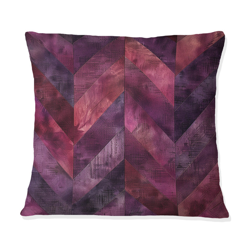 Chevron Enchantment - Coussin Glam, Mauve / Rose, H 16 po x l 16 po