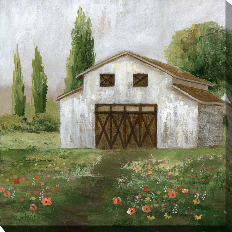 Country Barn II par Nan - Peinture, Toile tendue, H 28 po x l 28 po x P 1,5 po