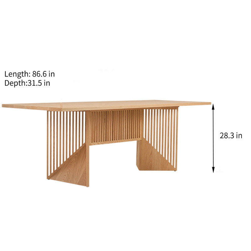 Solid Wood Dining Table Ash Solid Wood Top Dining Table, 28.3"H x 86.6"L x 31.5"W
