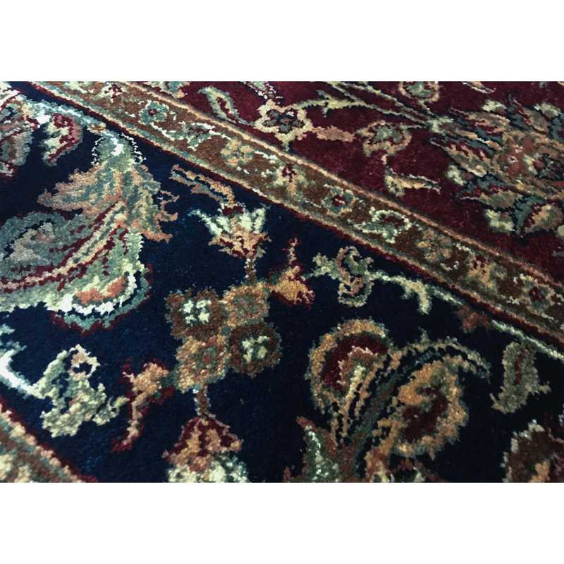 Sona Wool Oriental Area Rug in Red/Navy