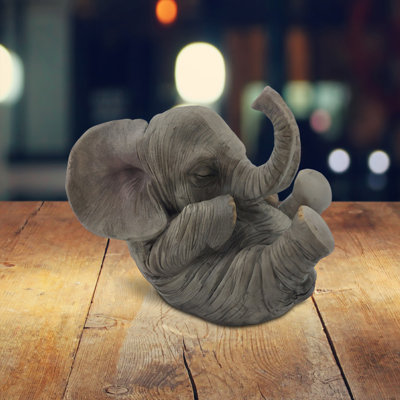 4.25"W Baby Elephant Supine Figurine