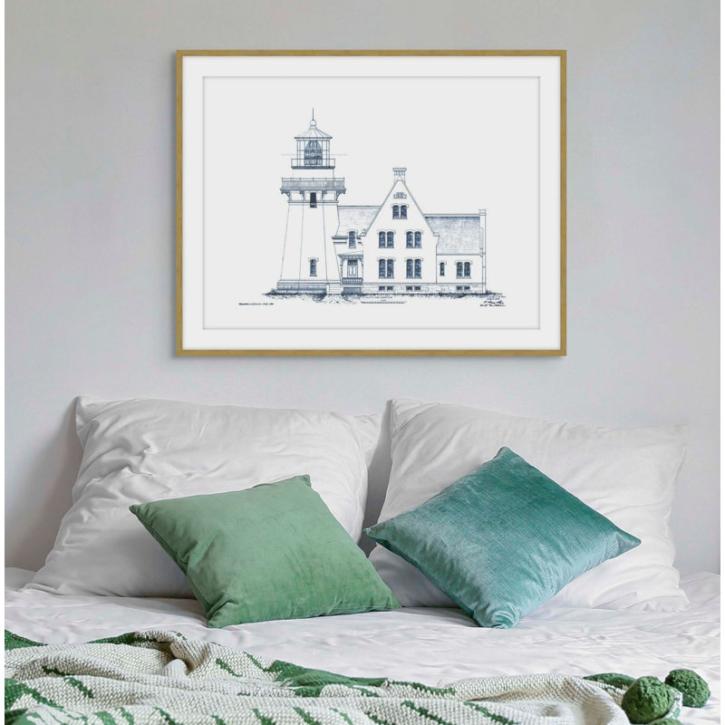 Blueprint Of Lighthouse 2 Print by Studio L57 Nouvelle, 12.48" H x 14.48" W