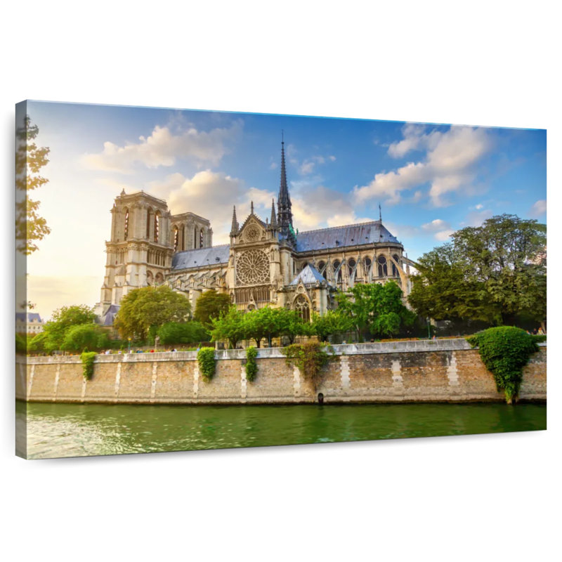 Ravi Notre Dame au bord de la rivière, H 30 po x l 45 po
