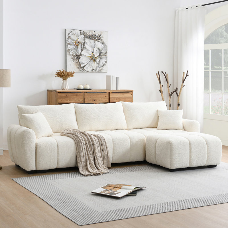 Canapé modulaire en tissu Boucle, Crème