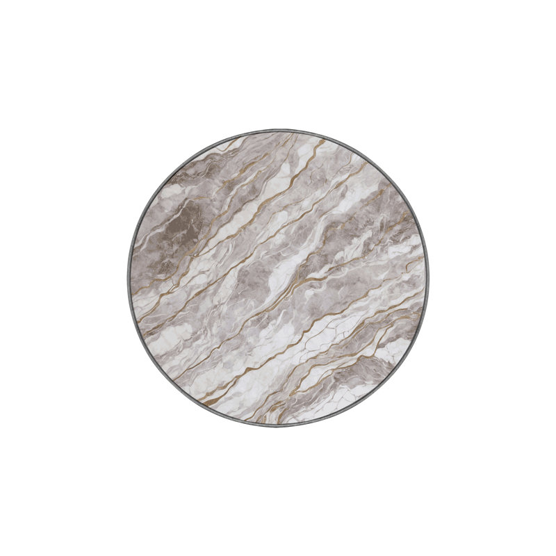 Tapis gris soyeux et moelleux, Rond 4 pi