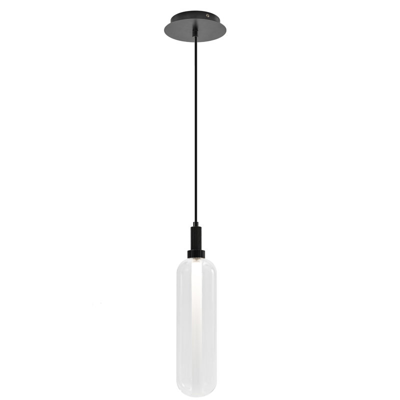 Luminaire suspendu à un cylindre simple 1 lumière wentworth mension, Noir