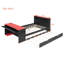 Lit de jour en bois pleine grandeur avec lit gigogne simple, bureau, lumière DEL et USB, noir et rouge-295087963-295087962