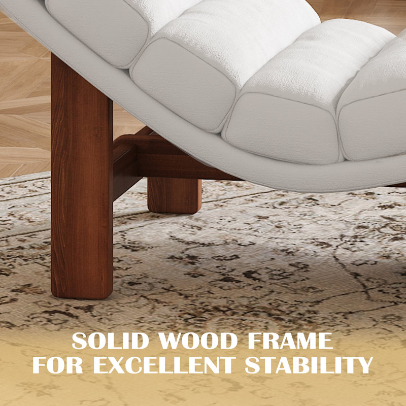 Velvet Upholstered Chaise Lounge, White