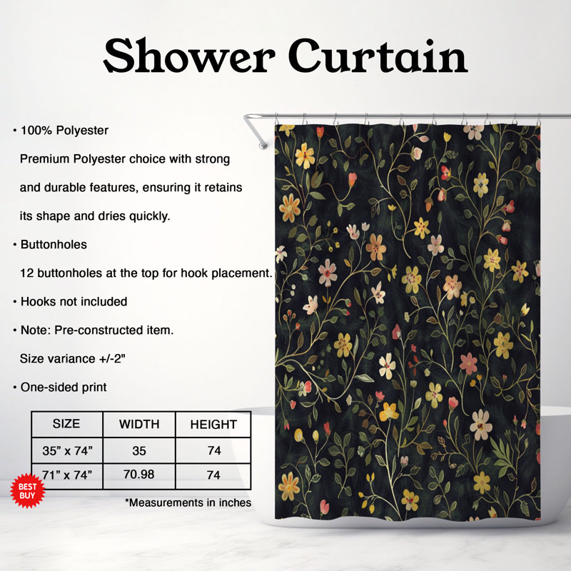 Rideau de douche Gothic Zinnia - Premium, H 74 po x l 71 po