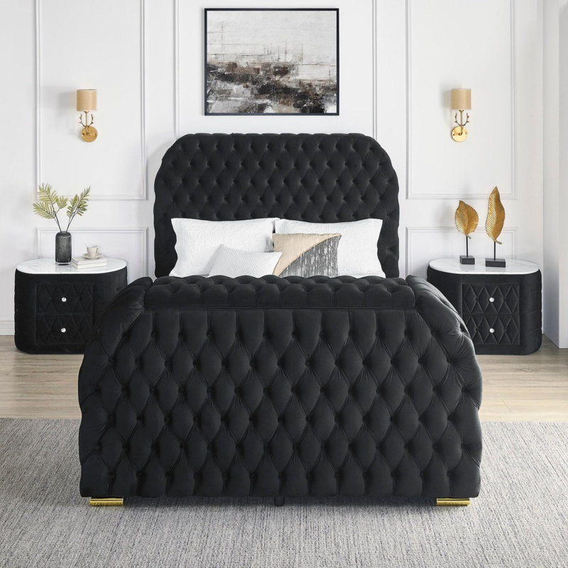 Lit Luxurious Comfort Design, Noir, Grand lit