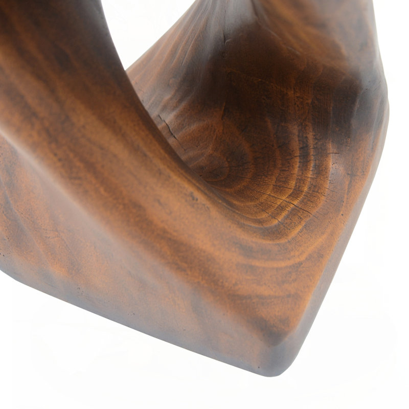 Wood-Like Texture MGO Twist Shape Side Table, Antique Brown