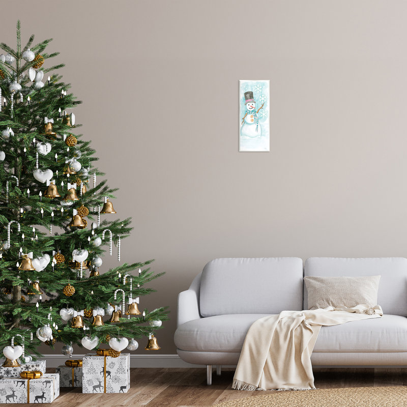 «Waving Snowman Greeting», art mural sur bois par Mollie B.