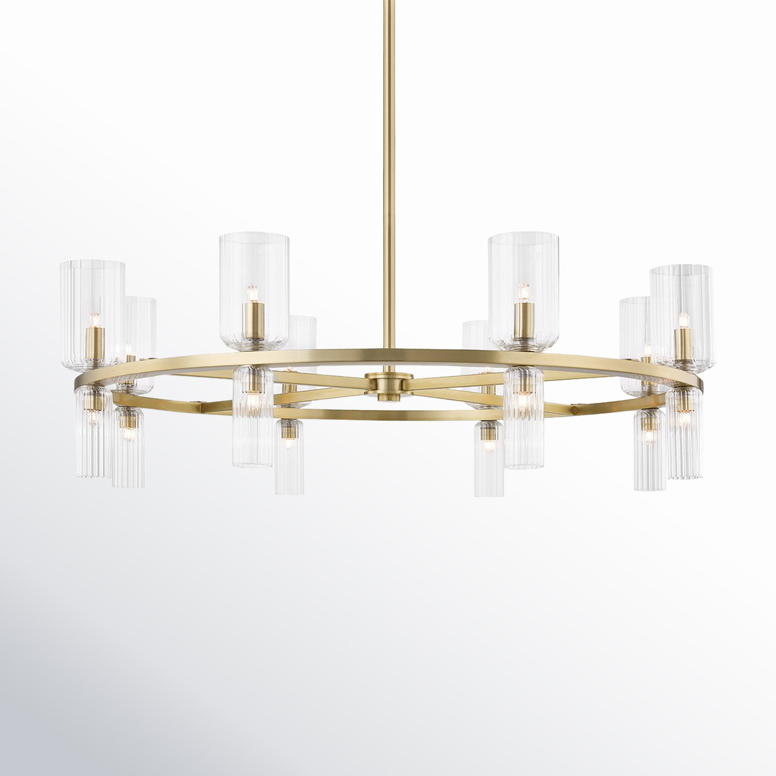 16 - Light Chandelier, Aged Brass