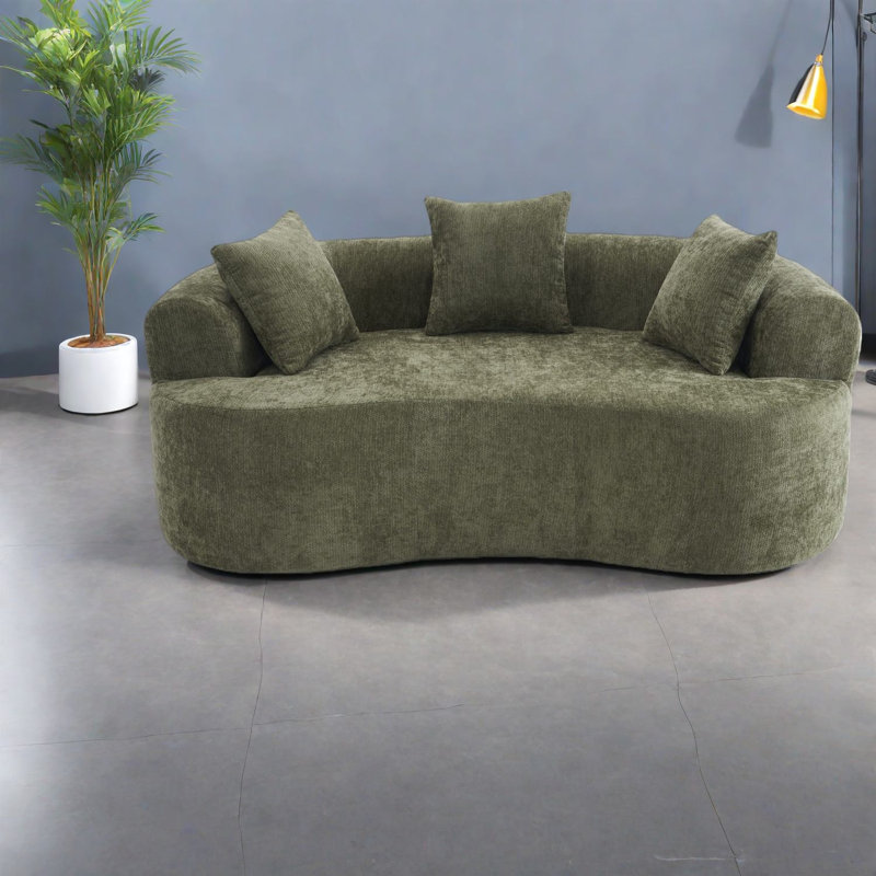 Compression Sofas, Chenille 79 Inch Curved Modern Loveseat For Home