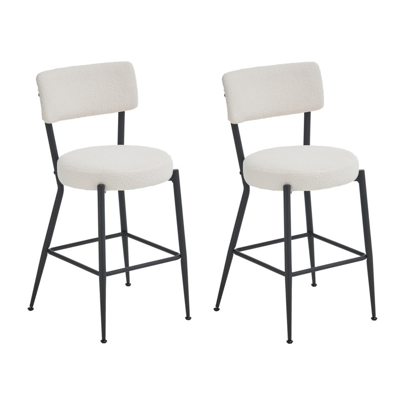 Tabouret de comptoir 25 po Huerfano, Noir, Blanc