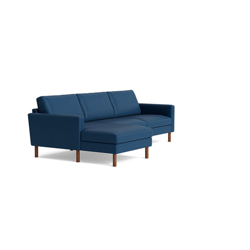 Laguna Chaise Sectional, Left Hand Facing, Leather - Deep Blue