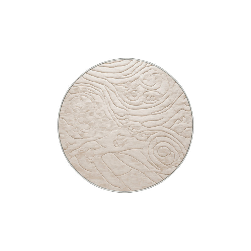 Tapis beige soyeux et moelleux, Rond 7 pi