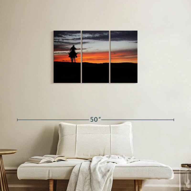 Lelar Cowboy At Dusk, 20" H x 33" W
