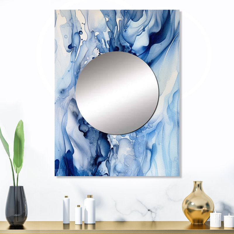 Miroir mural bleu, V, art mural imprimé, 32 po x 24 po