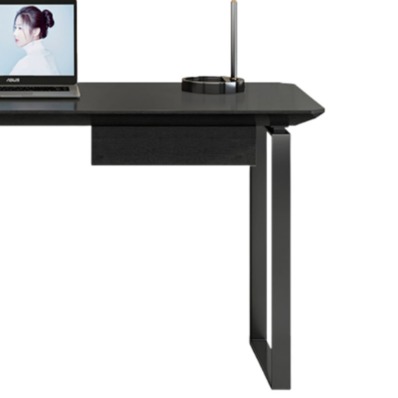 Bureau simple avec une grande table d'ordinateur avec de grands pieds, Noir, H 29,53 po x l 70,87 po x P 25,59 po