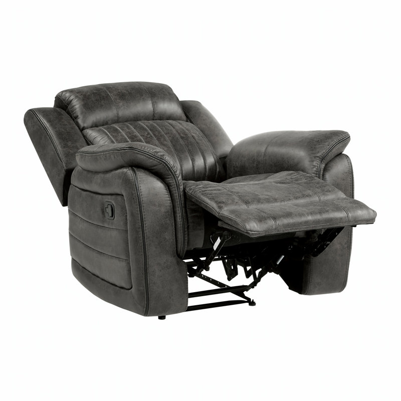 Classic Brownish Gray Reclining Chair with Plush Comfort, Vertical Tufting, and Solid Wood Frame for Transitional Living Rooms