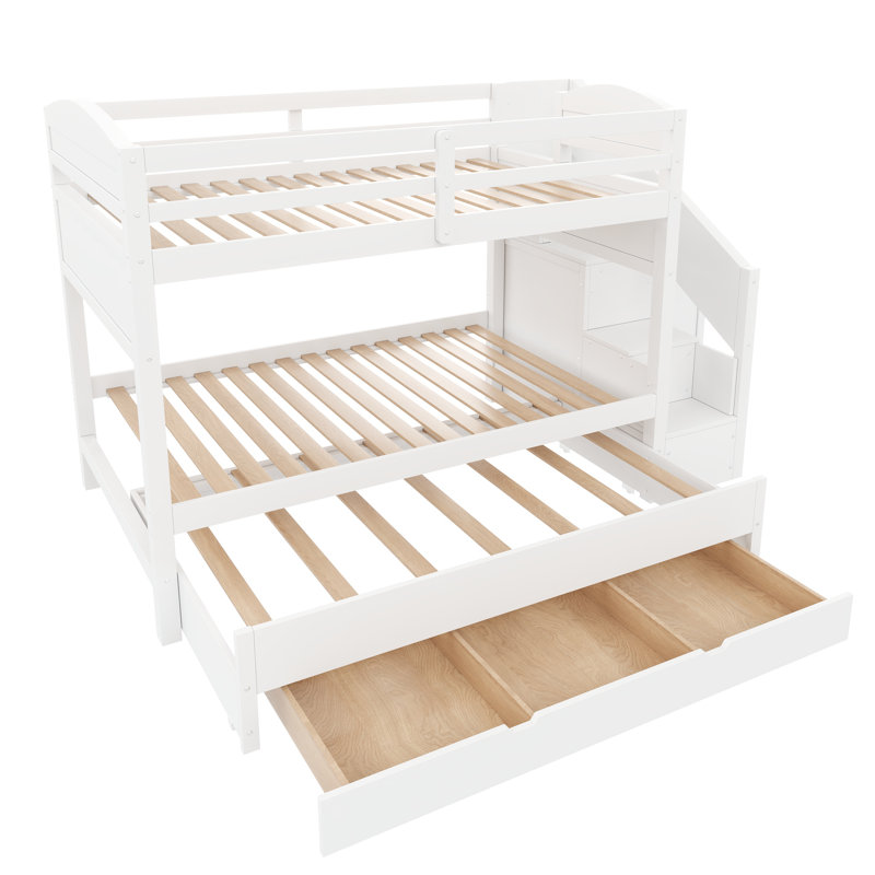 Lit superposé en bois massif avec lit gigogne Melair, Blanc