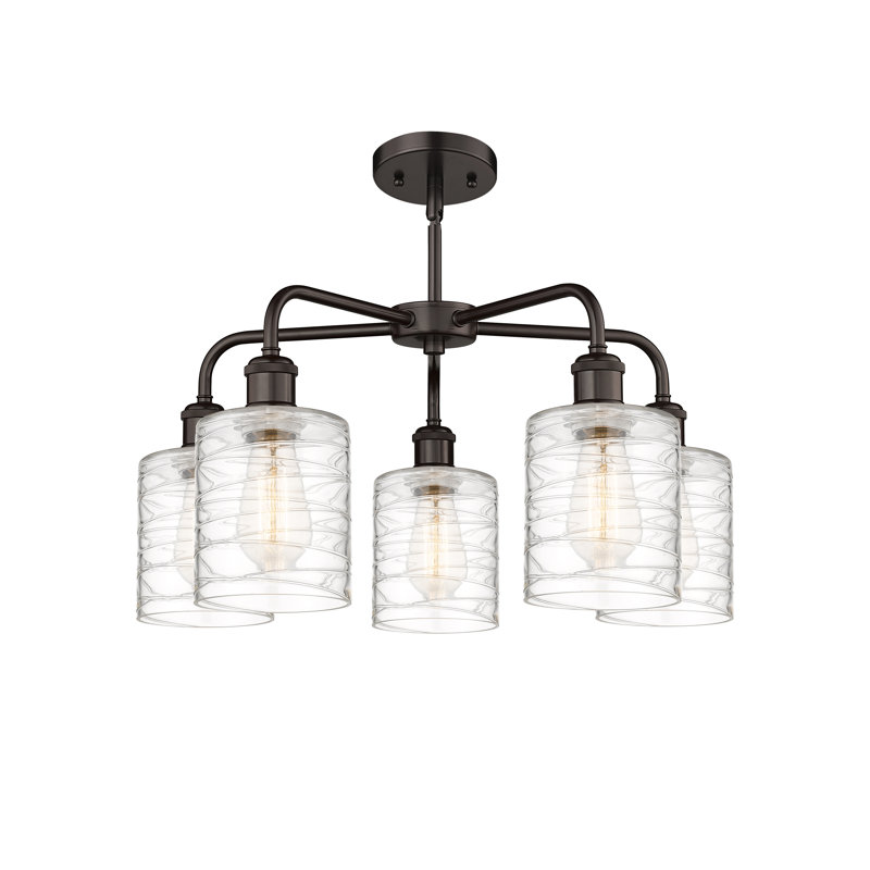Lustre tambour 5 lumières Dublin, Bronze huilé