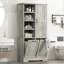 Armoire de rangement de salle de bain avec portes et tiroirs, panier à linge inclinable-114268510
