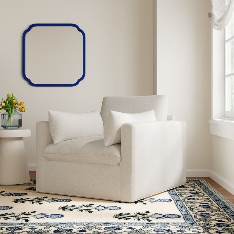 Luna Slipcovered Chair and a Half, Nomad Snow Crypton® Chenille