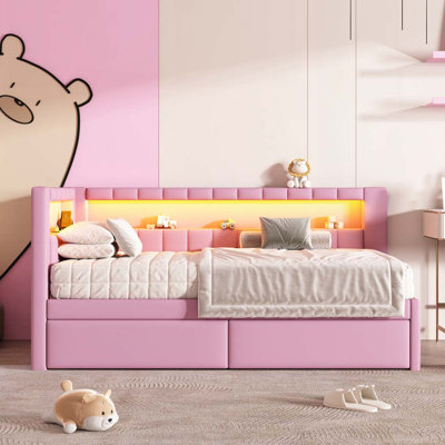 Upholstered Daybed with USB Ports and LED Belt, With 2 Drawers by Brayden Studio