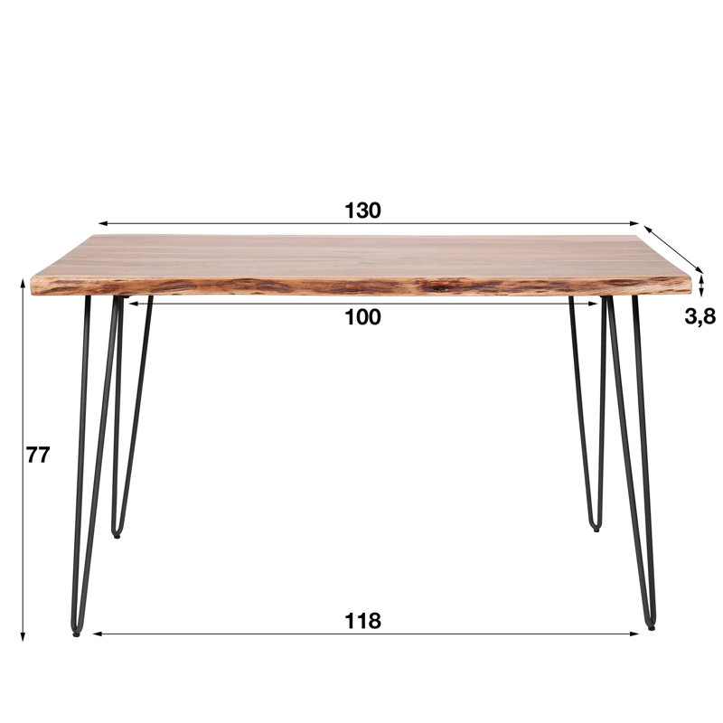 Cordia Acacia Solid Wood Top Metal Base Dining Table