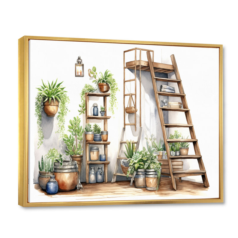 "Natural Bathroom Decor XXVII", reproduction d'art sur toile, H 12 po x l 20 po x P 1 po, Cadre flottant doré
