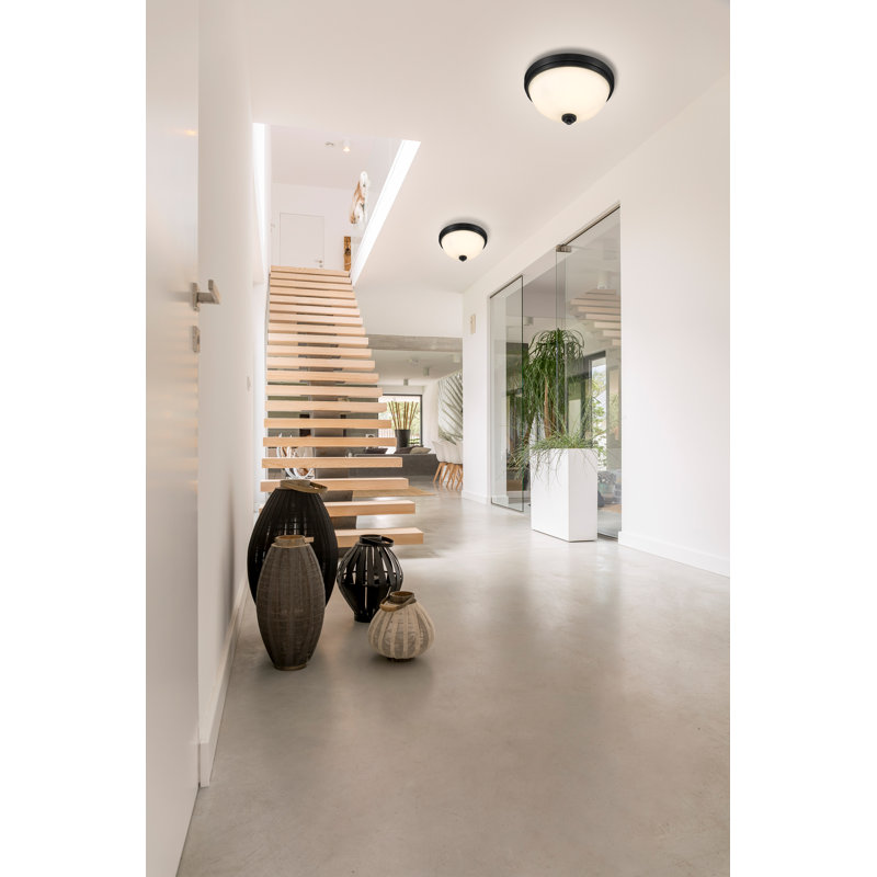 Cardiff Glass Flush Mount, Matte Black