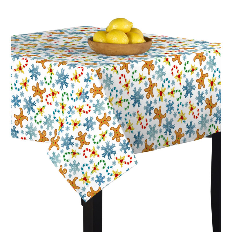 Shoucair Gingerbread Men Snowflakes Tablecloth, 54" x 54"