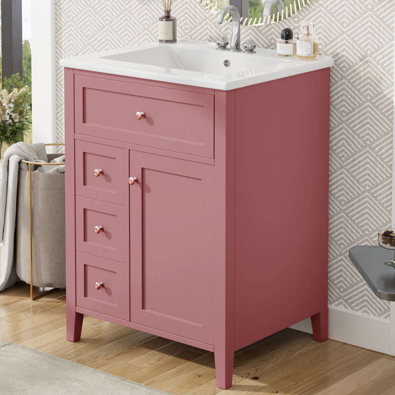 Meuble-lavabo moderne 24 "avec lavabo, Rose