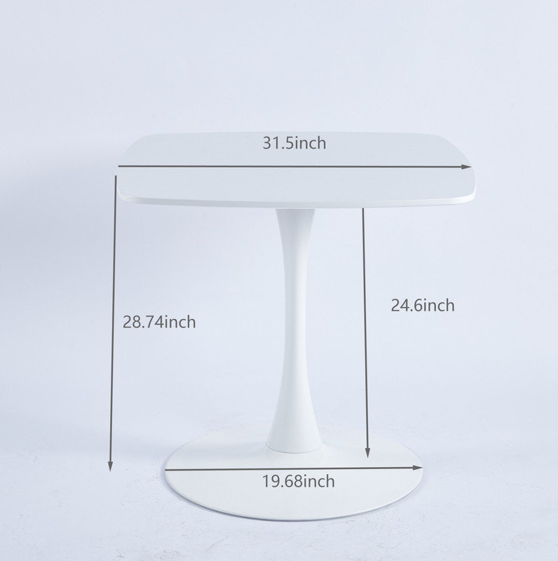Ensemble de salle à manger 1 + 4,5pièces, table de salle à manger à pieds en métal de style Mid-Century pour 4 à 6 personnes avec plateau en panneau de fibres à densité moyenne, table de salle à manger à piédestal, table basse de loisirs, blanc