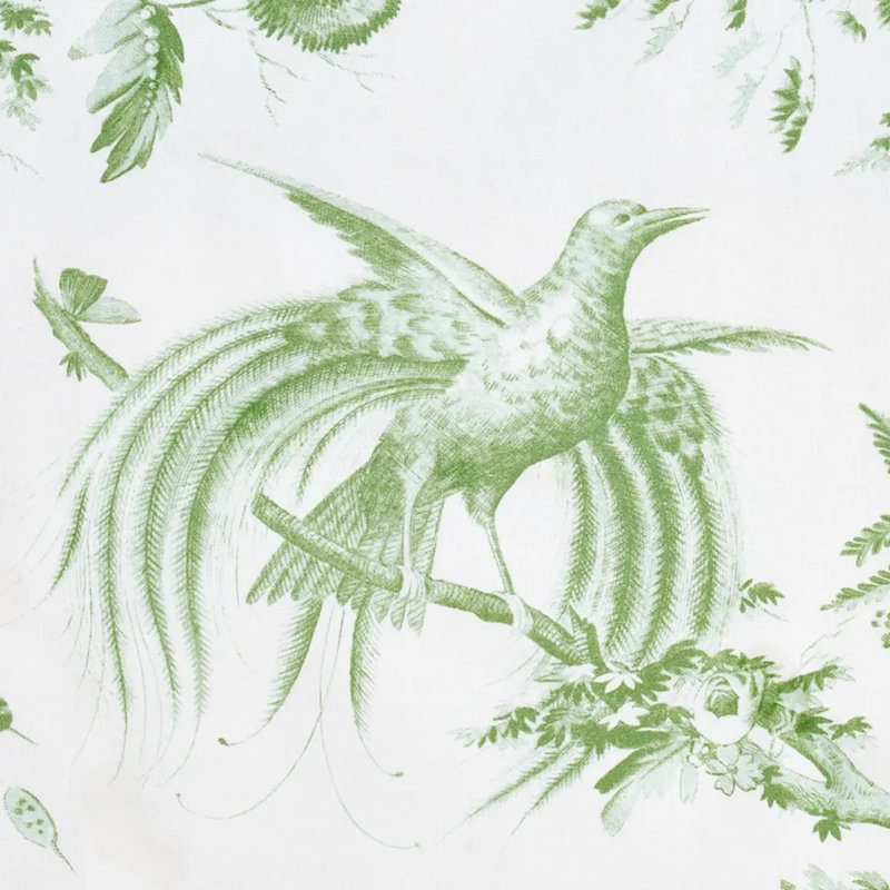 Schumacher x Jill Lasersohn Toile De La Prairie Fabric, Green