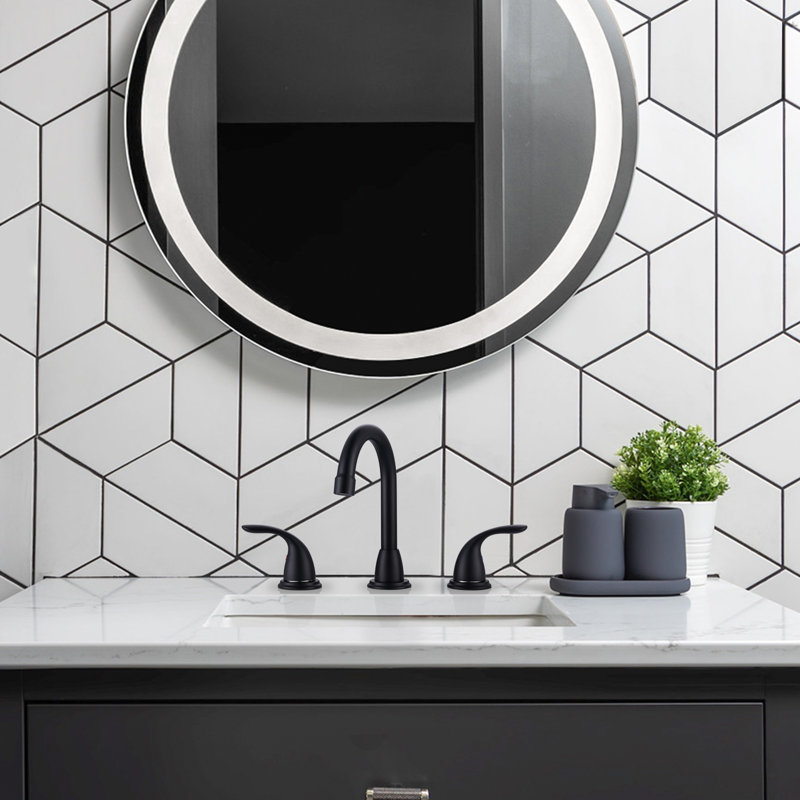 Robinet de lavabo de salle de bain espacé 8 po avec bonde escamotable, Noir