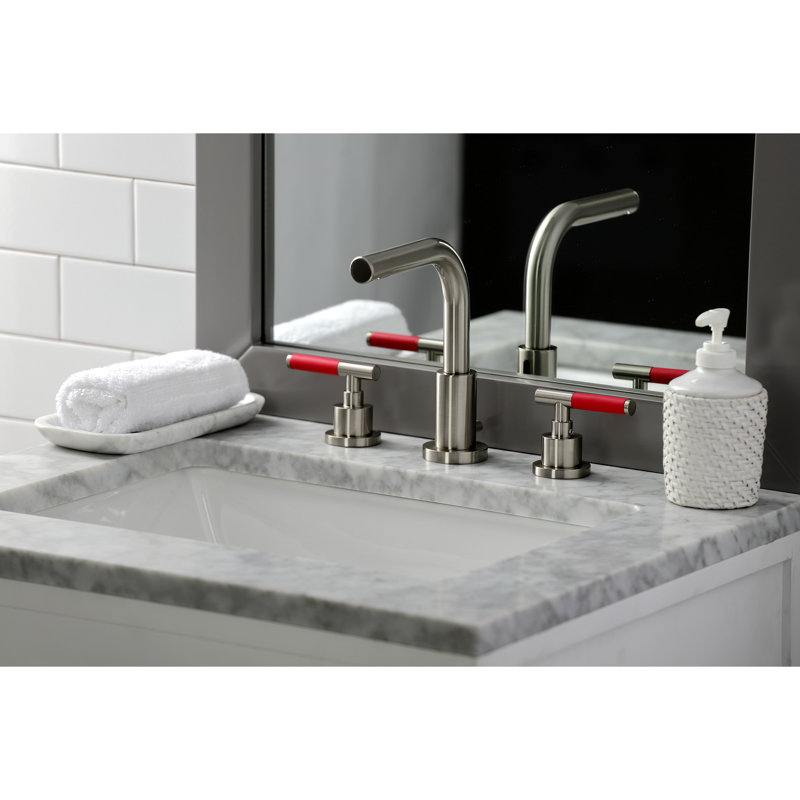 Robinet de salle de bain espacé avec ensemble de drain Kaiser, Nickel brossé