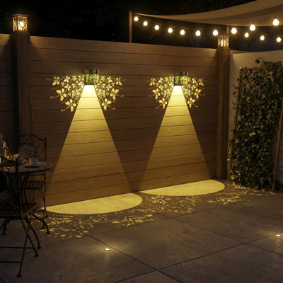 2 Pack Solar Fence Lights Outdoor Wall Lights - Butterfly Flower Theme Decor