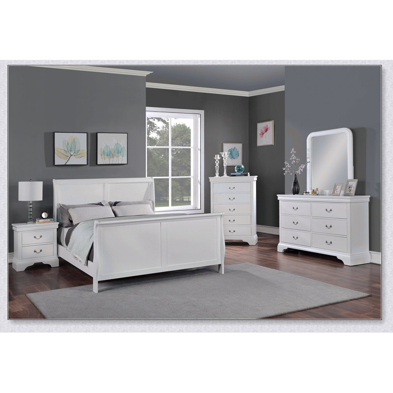 Moderne 1pc lit chambre à coucher lit-bateau tête de lit design blanc, Double