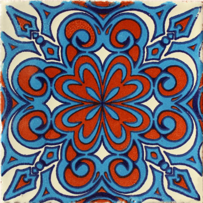 4.2" x 4.2" 9pcs TalaMex Rosales Talavera Mexican Tile