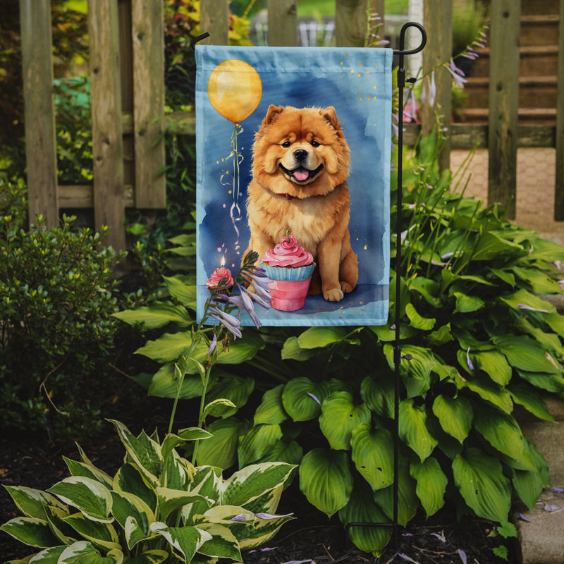 Drapeau de jardin «Happy Birthday», Chow-chow