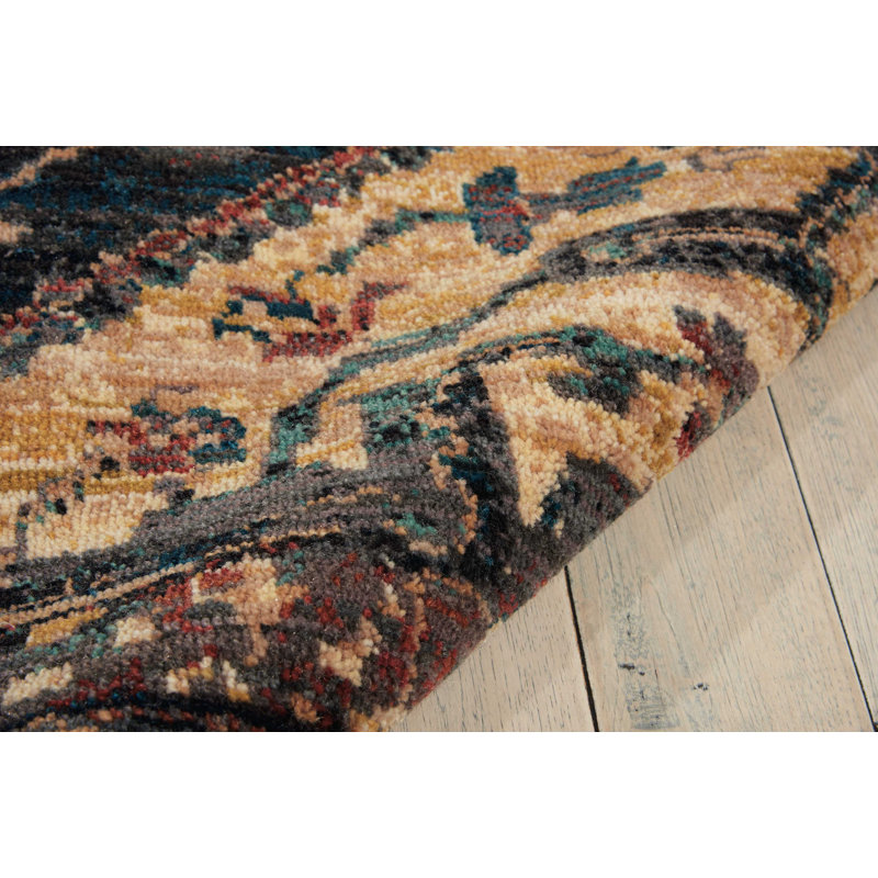 Tapis noir / brun à motif oriental, Rectangle 9 pi 2 po x 12 pi 5 po