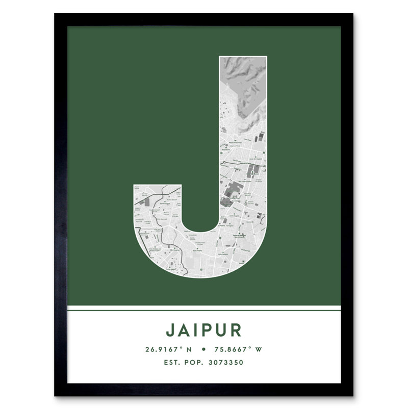 Jaipur India City Map by Wee Blue Coo - Single Picture Frame Typography