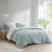 3 Piece Cotton Jacquard Comforter Set Aqua-113361316