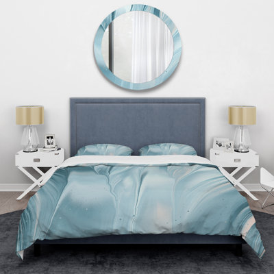 Blue Modern Water III - Ensemble de housse de couette transitionnelle moderne - Polyester en microfibre
